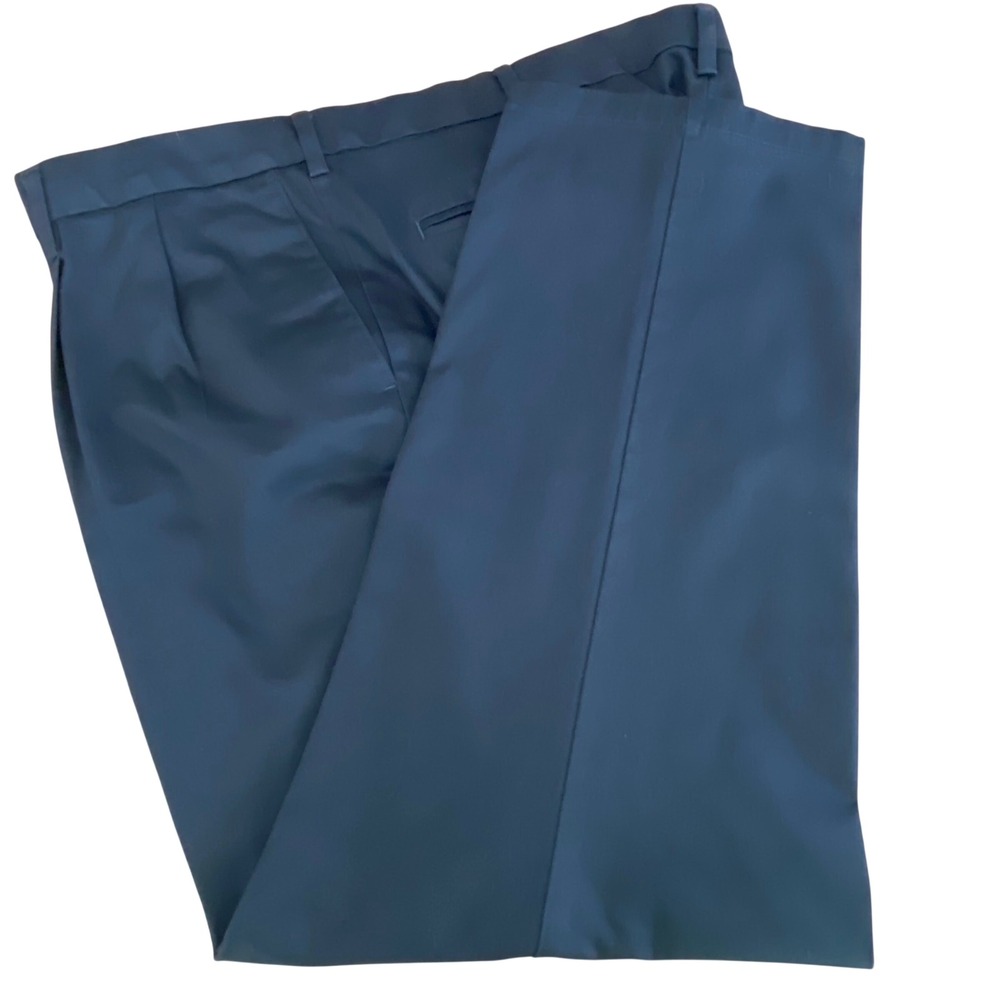 Dockers Mens Signature Khaki Classic Fit Navy Blue Pants 42x30 Flex Comfort